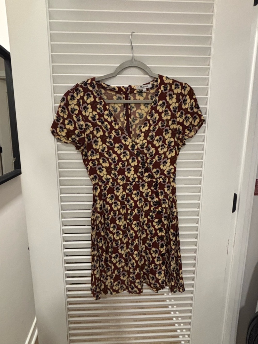 Madewell Burgundy Floral Mini Dress with Cream Accents